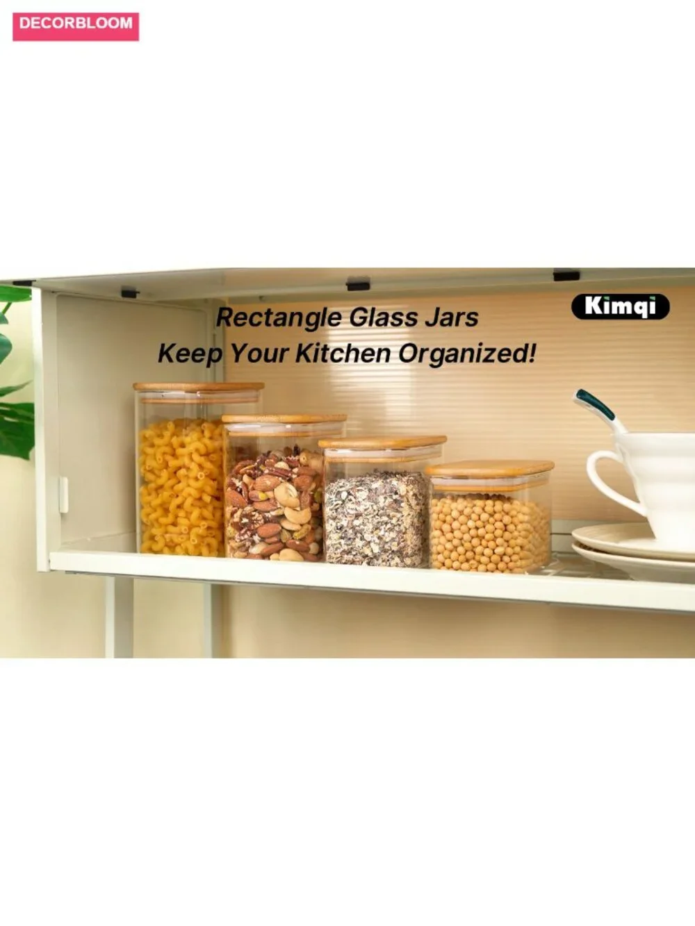 4 Pack 17oz Glass Jars with Bamboo Lids, Airtight Food Storage